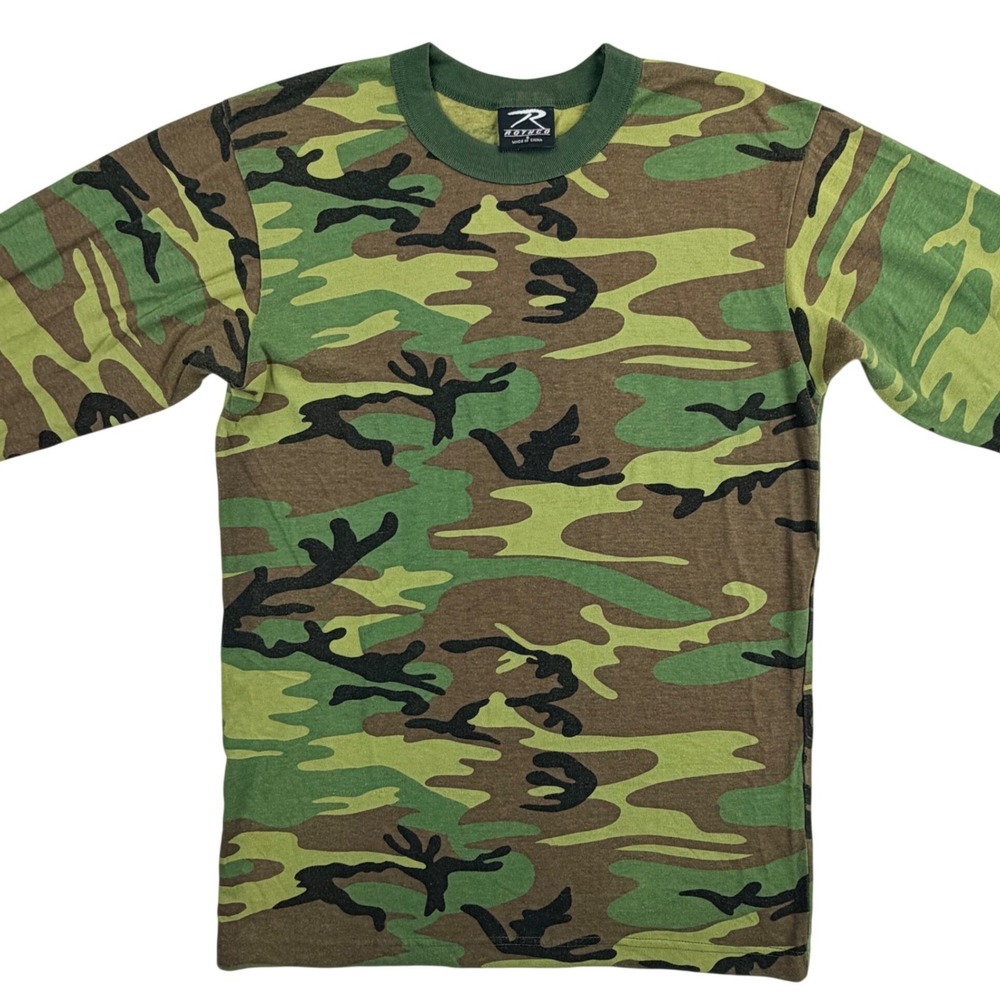 Rothco‎ Long Sleeve T Shirt Men Small Green Woodland Camo Tactical Y2K Vintage - Picture 4 of 8